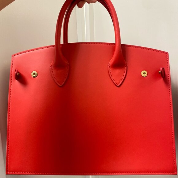 Teddy Blake Kate Stampatto 12" Italian Leather Handbag in Red, New without Tag - Picture 7 of 9
